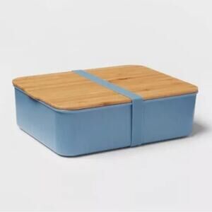 Threshold Bento Box w/Bamboo Lid  Lunch Box  Food Storage  Borage Blue New!